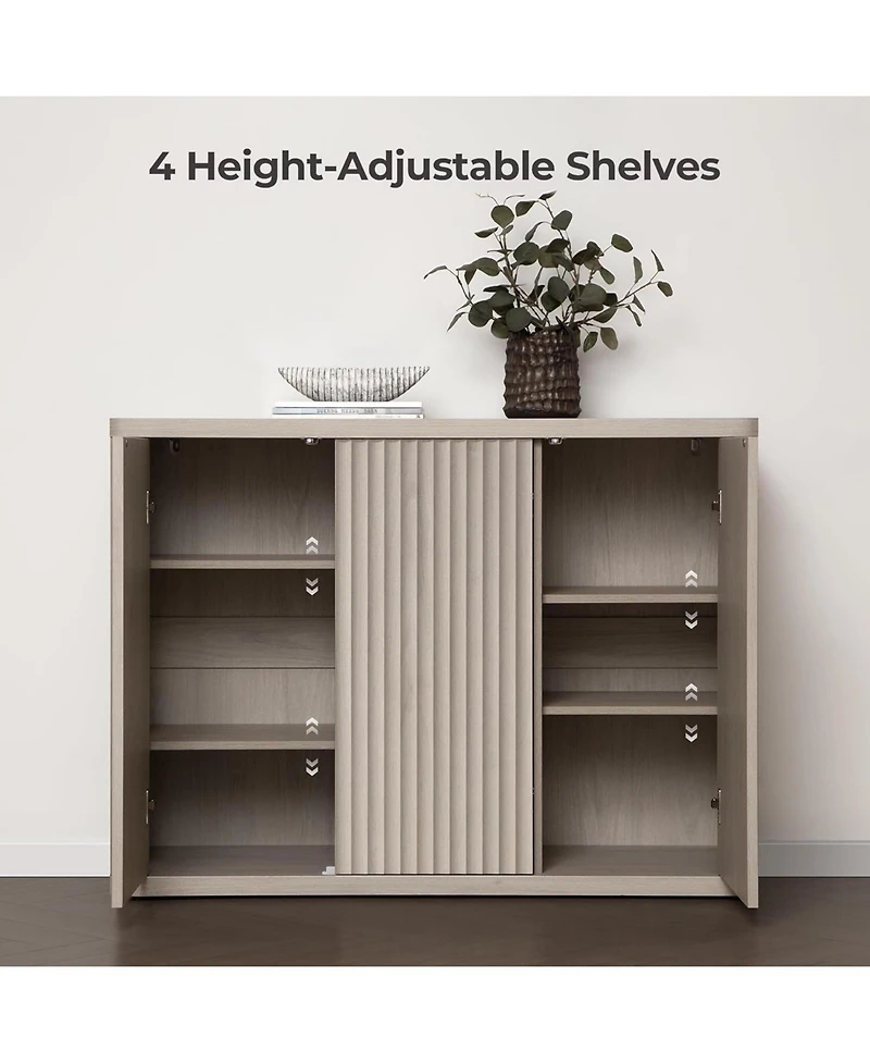 Gaomon Fluted Sideboard Buffet Cabinet, 46in Wide Cupboard Coffee Bar Console Table Credenza with 3Doors Storage