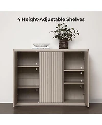 Gaomon Fluted Sideboard Buffet Cabinet, 46in Wide Cupboard Coffee Bar Console Table Credenza with 3Doors Storage