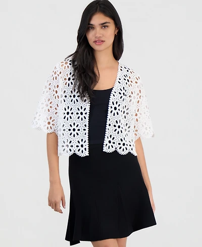 Robbie Bee Petite Chemical Lace Open-Front Shrug