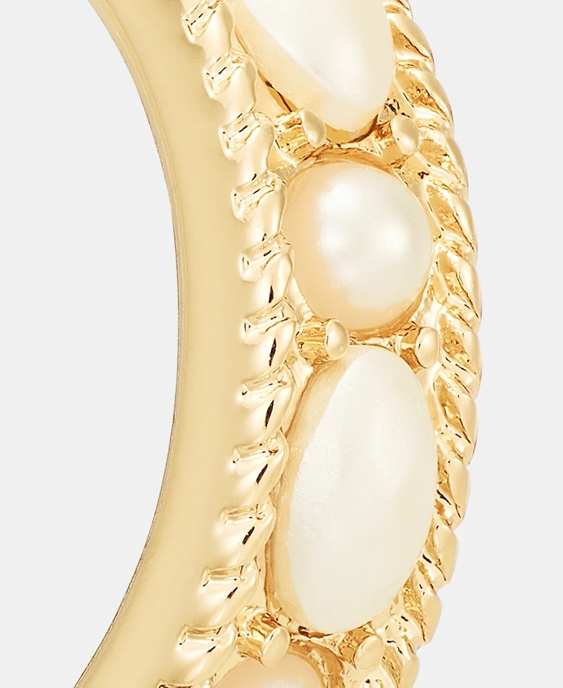 Anne Klein Small Imitation Pearl C-Hoop Earrings, 0.65"