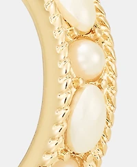 Anne Klein Small Imitation Pearl C-Hoop Earrings, 0.65"