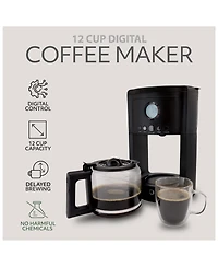 Willow Kitchen 12 Cup Coffee Maker – Programmable Brewing Options with Timer, Beautiful Design, Glass Pot