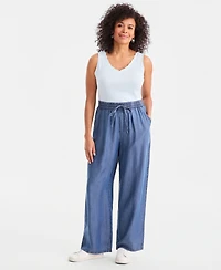 Style & Co Women's Chambray Pull-On Wide-Leg Pants, Macy's Exclusive
