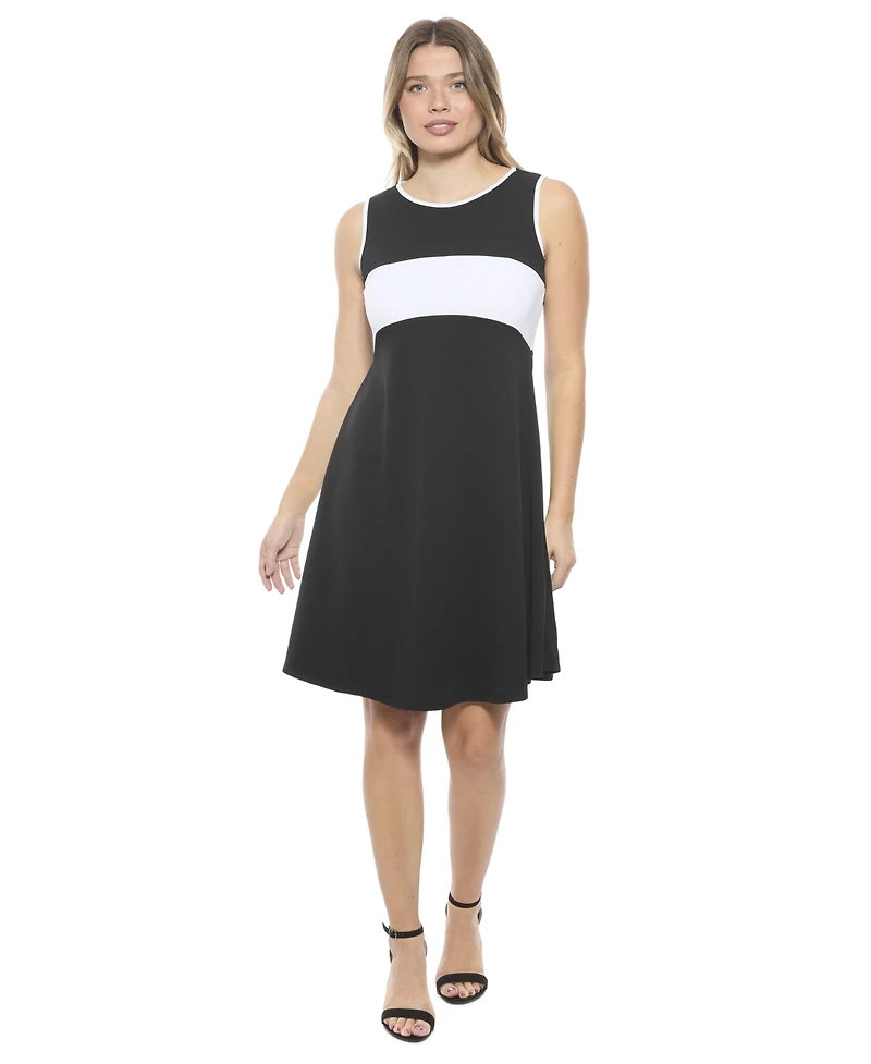 24seven Comfort Apparel Women's Sleeveless Round Neck Knee Length Soft Flare A-Line Dress