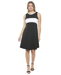 24seven Comfort Apparel Women's Sleeveless Round Neck Knee Length Soft Flare A-Line Dress