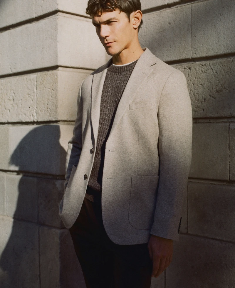 Mango Men's Slim Fit Flecked Wool Blazer