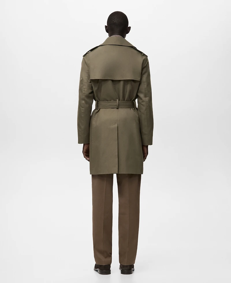Mango Men's Water-Repellent Belted Trench Coat