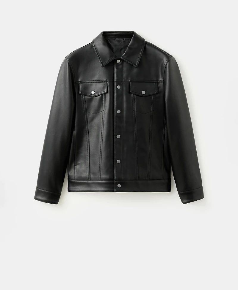 Mango Men's Pockets Faux-Leather Jacket