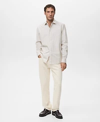 Mango Men's Regular Fit Striped Cotton Shirt