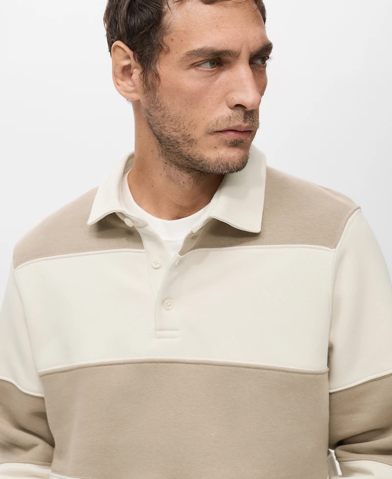 Mango Men's Striped Polo Sweatshirt