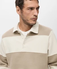 Mango Men's Striped Polo Sweatshirt