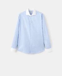 Mango Men's Striped-Print Slim-Fit Dress Shirt