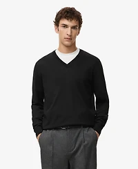 Mango Men's Merino Wool V-Neck Sweater