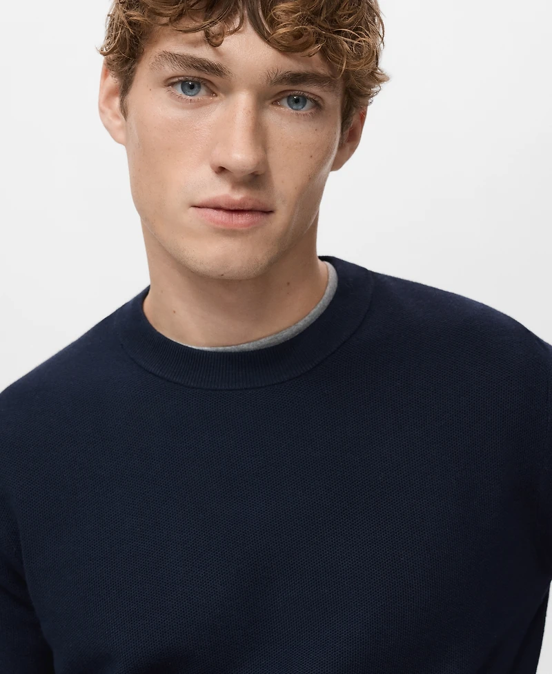 Mango Men's Microstructured Cotton Knitted Sweater