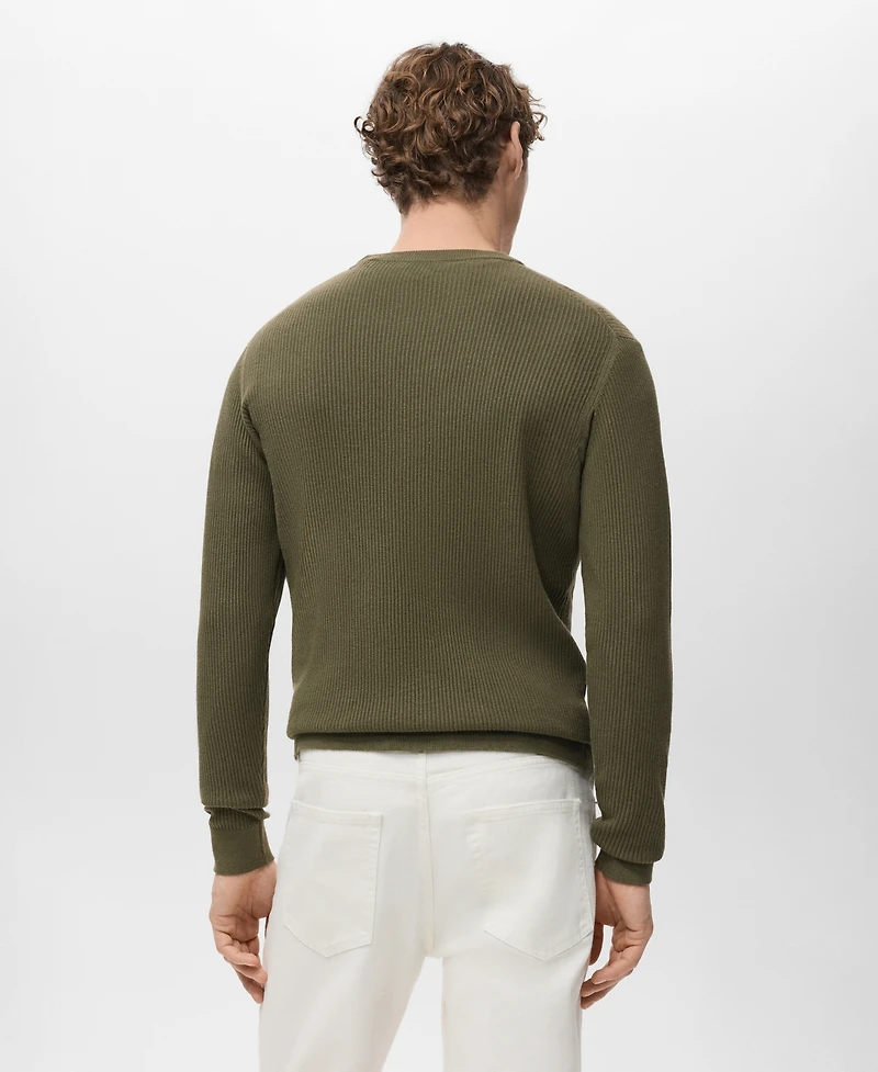 Mango Men's Fine Rib-Knit Cotton Sweater