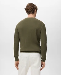 Mango Men's Fine Rib-Knit Cotton Sweater