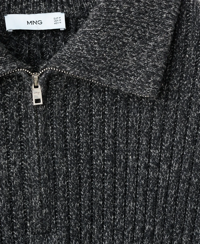 Mango Men's Wool-Blend Zipper Sweater