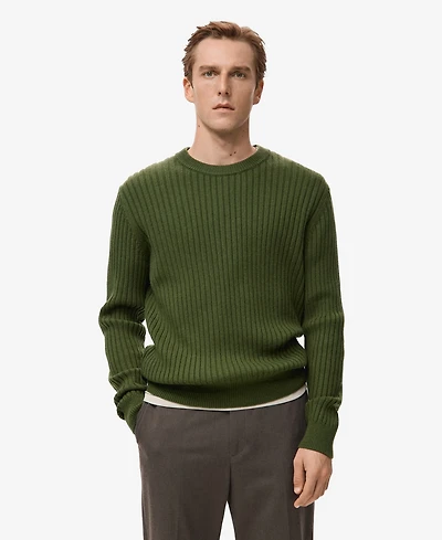 Mango Men's Ribbed Wool-Blend Sweater