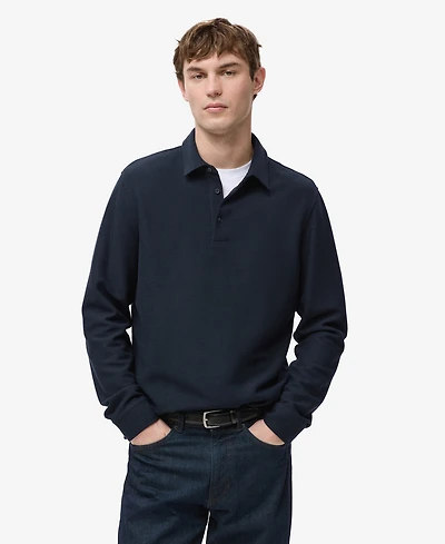 Mango Men's Knitted Structured Polo Sweater