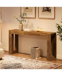 Tribesigns 63-Inch Long Console Table, Farmhouse Wooden Sofa Table Behind Couch, Rectangular Entryway Table, Brown