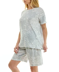 Roudelain Women's Short-Sleeve Drop Shoulders Top & Shorts, 2-Piece Set