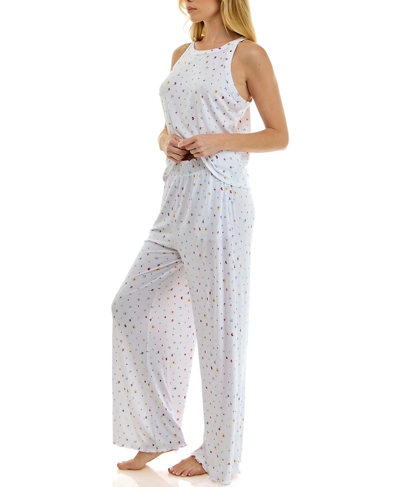 Roudelain Women's High Neck Tank Top & Pants, 2-Piece Set