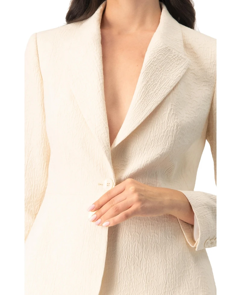 Ivonne Women's Single-Breasted Textured Tailored Blazer