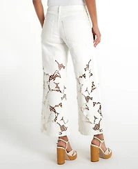 Liverpool Los Angeles Women's Stride Wide Leg Floral Cut Out Jeans
