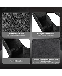 Yescom Acoustic Guitar Hard Case Wooden Hard Shell w/ Wood Folding Guitar Stand