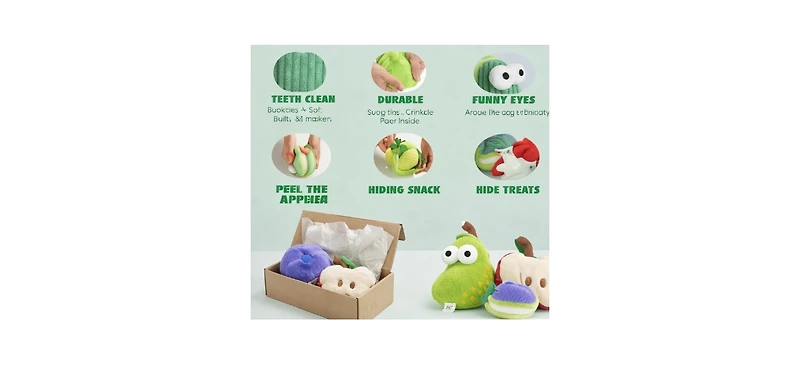 Nocciola Squeaky Plush Dog Toys Set – Interactive Fruit & Vegetable Chew Toys with Built-in Squeaker for Small to Medium Dogs