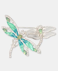 Anne Klein Crystal & Stone Flying Dragonflies Pin