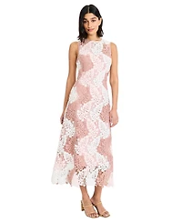 Maggy London Women's Printed Lace Sleeveless Midi Dress