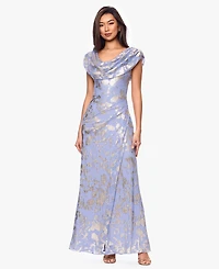 Betsy & Adam Petite Draped Neck Ball Gown