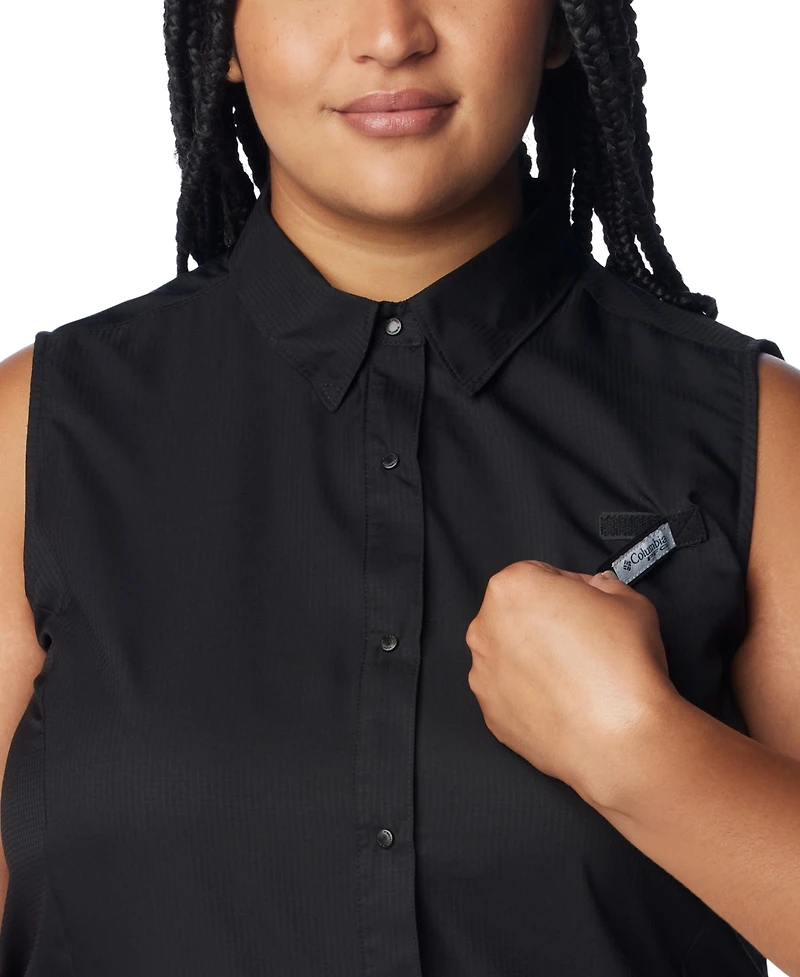 Columbia Plus Pfg Tamiami Button-Front Sleeveless Top