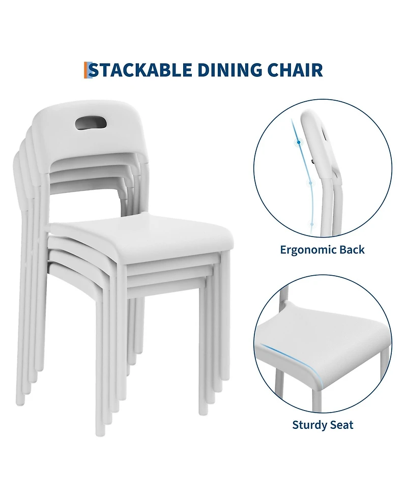 Gaomon Stackable Plastic Dining Chairs with Metal Legs, Multi-Use Seating for Dining Table Waiting Room Conference Room