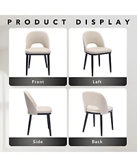 Gaomon Set of 2 Modern Fabric Upholstered Dining Chairs, Curved Back Kitchen Side Seating with Solid Wood Legs