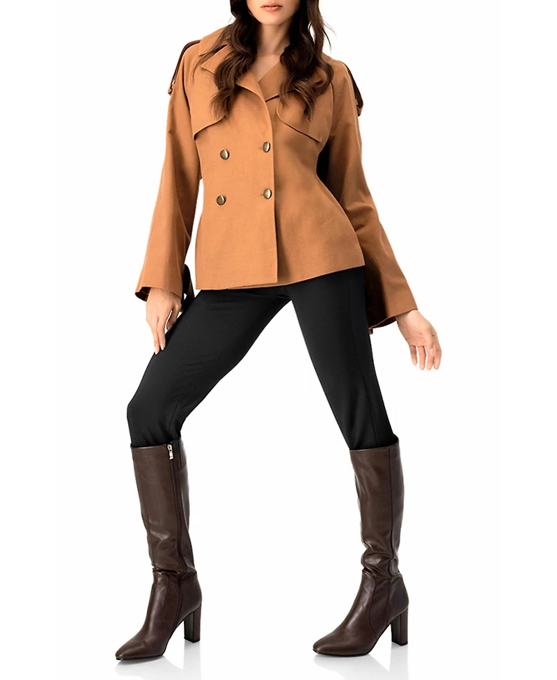 Ivonne Women's Short Double-Breasted Trench Coat