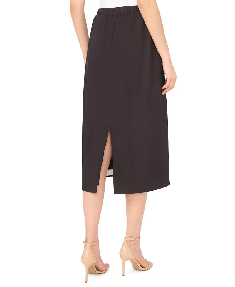 CeCe Women's Flat Front Detail Pull-On Midi Skirt