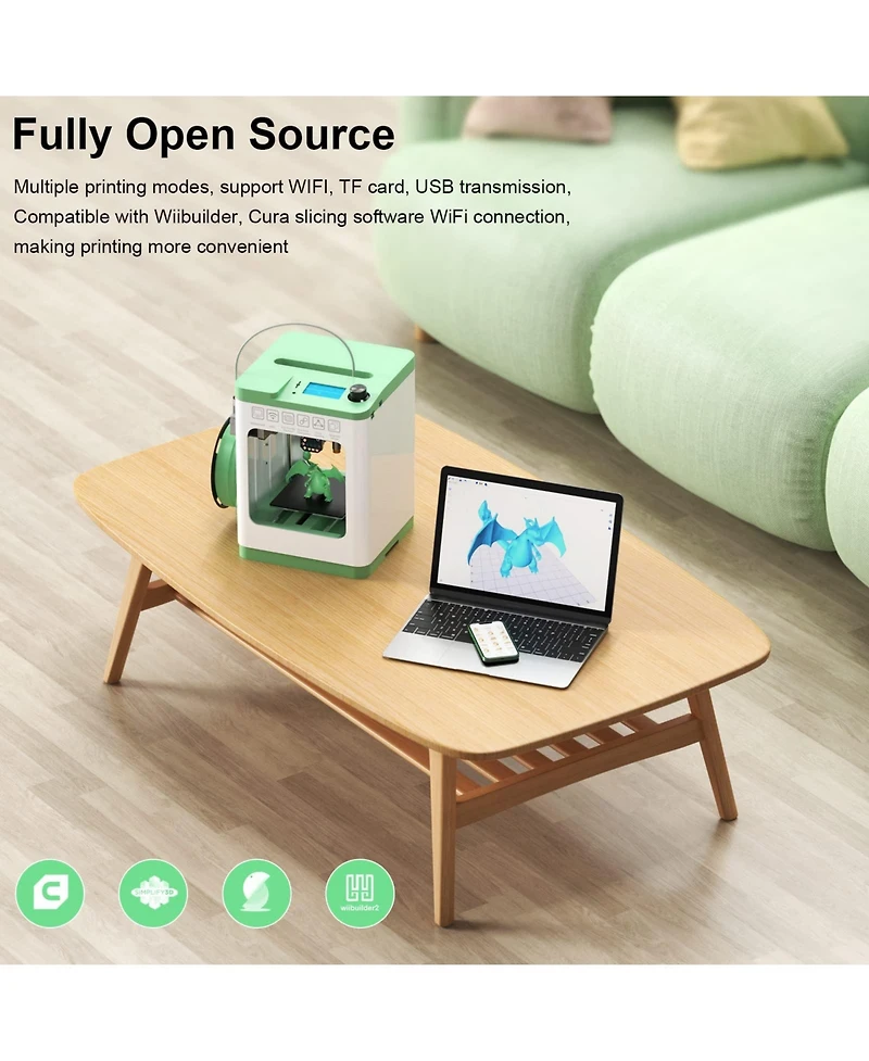 Zachvo Mini 3D Printer for Kids & Beginners, Auto-Leveling, WiFi & App Control, Heated Bed, Quiet Operation