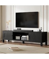 Sugift 70" Tv Stand with Storage Modern Media Console with Doors Cable Management and Wood Legs for Living Room