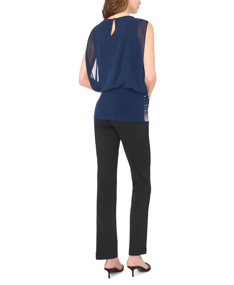Msk Women's Crew Neck Sleeveless Top