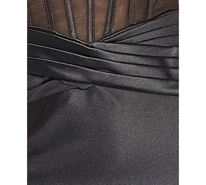 B Darlin Juniors' V-Neck Illusion Gown