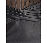 B Darlin Juniors' V-Neck Illusion Gown