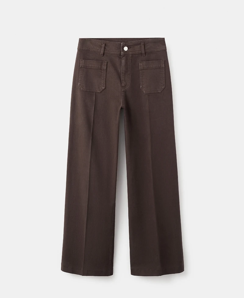 Mango Women's Pockets Wide-Leg Jeans