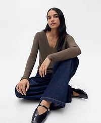 Mango Women's V-Neck Lurex Sweater