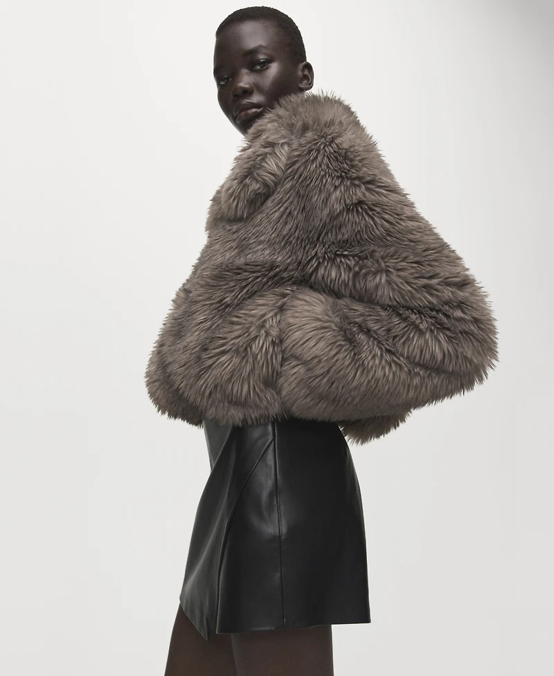 Mango Women's Faux-Leather Culottes Shorts