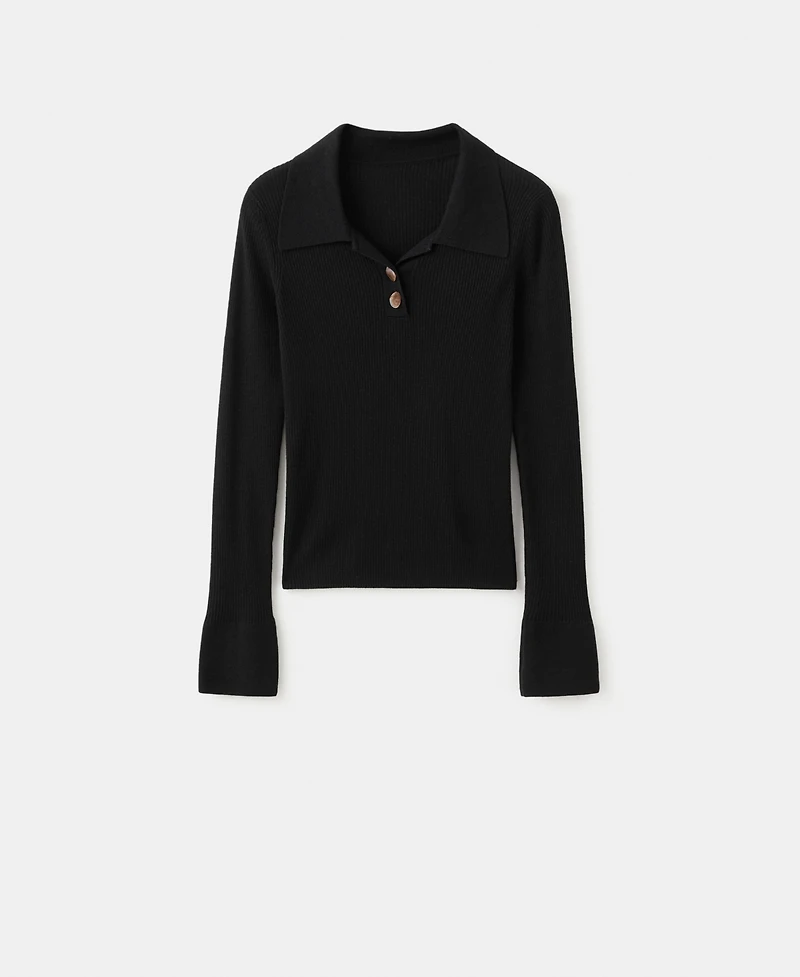 Mango Women's Polo-Neck Ribbed Sweater