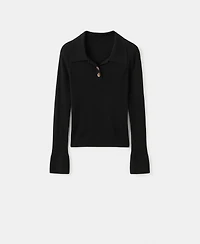 Mango Women's Polo-Neck Ribbed Sweater