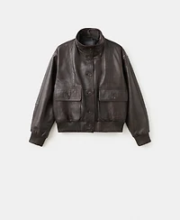 Mango Women's Oversize Leather Biker Jacket