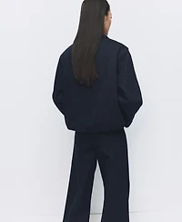 Mango Women's Fur Collar Denim Jacket